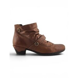 Rieker Women's Antistress Leather Ruched Ankle Booties Brown 39